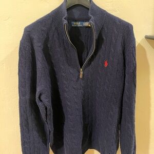 Polo by Ralph Lauren Men's Dark Blue Zip-Up Sweater